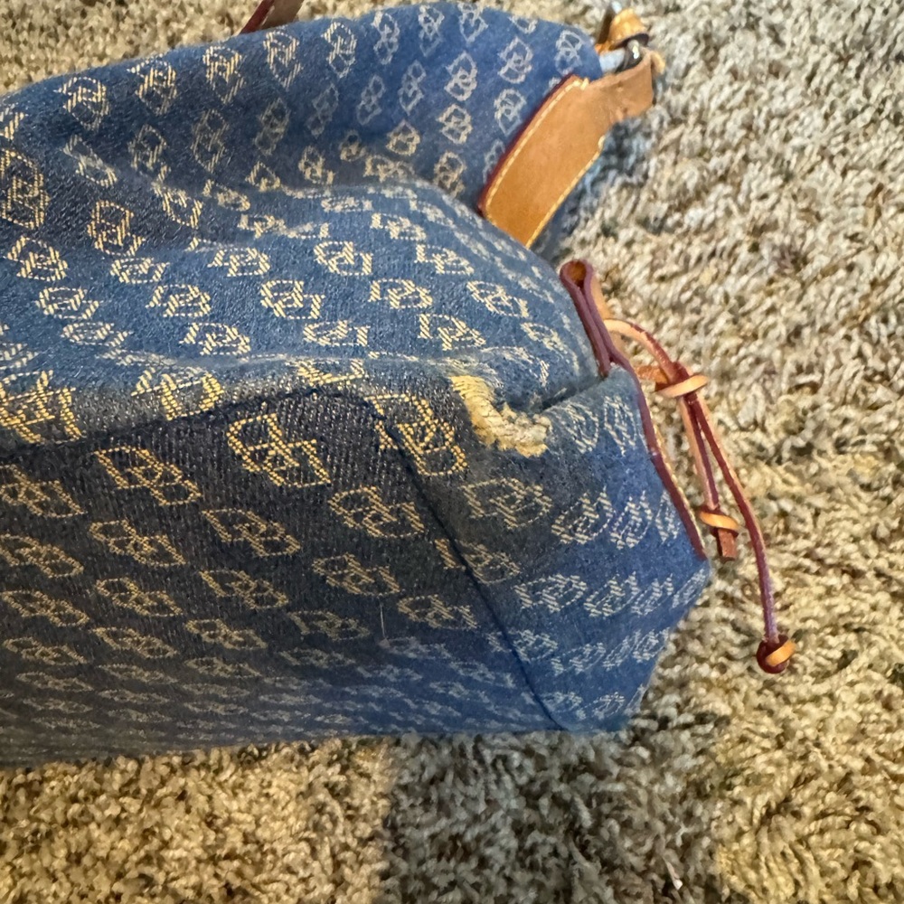 Dooney & Bourke Navy and Tan Monogram Shoulder Bag - Picture 8 of 16